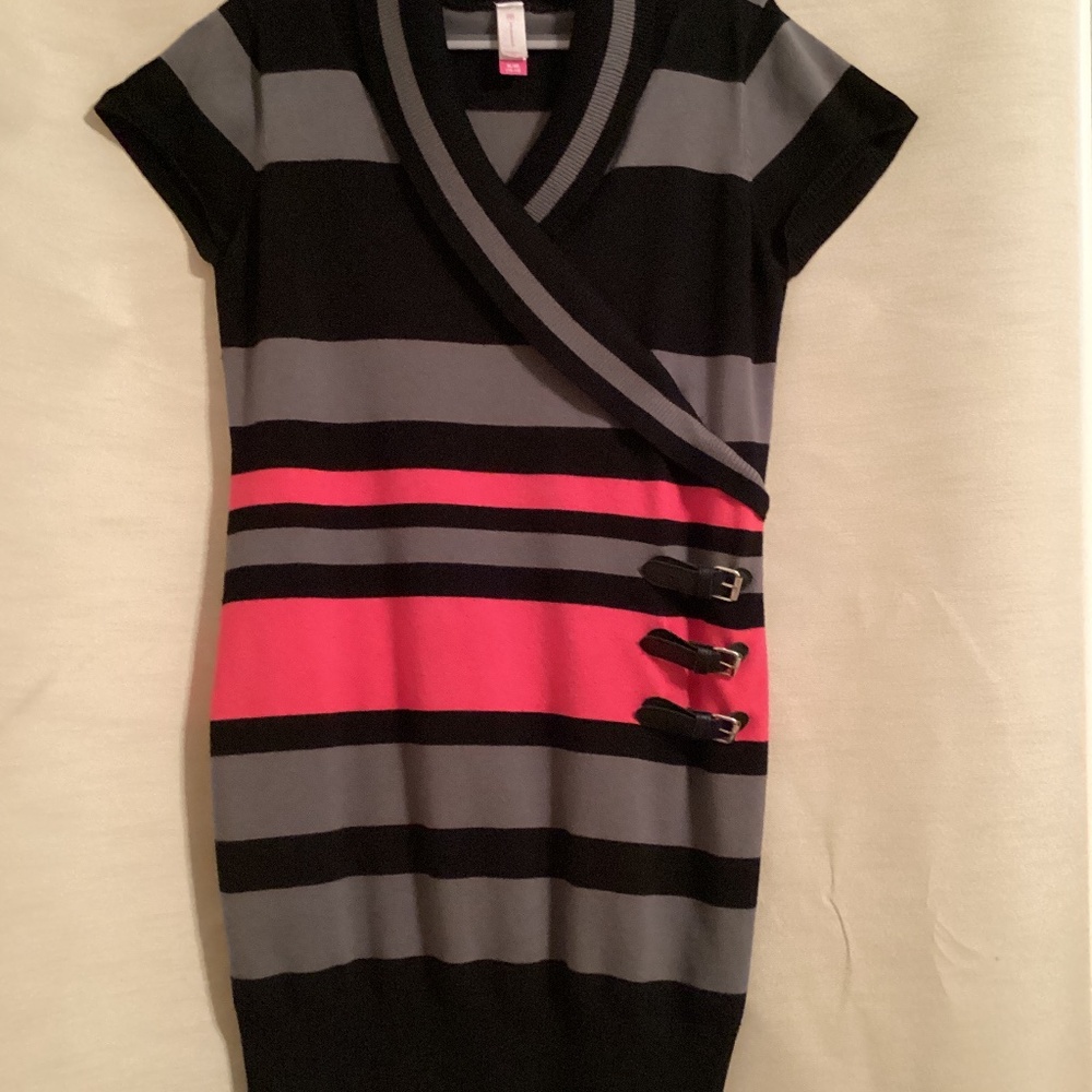 Sweater dress, cap sleeve, black, gray, pink